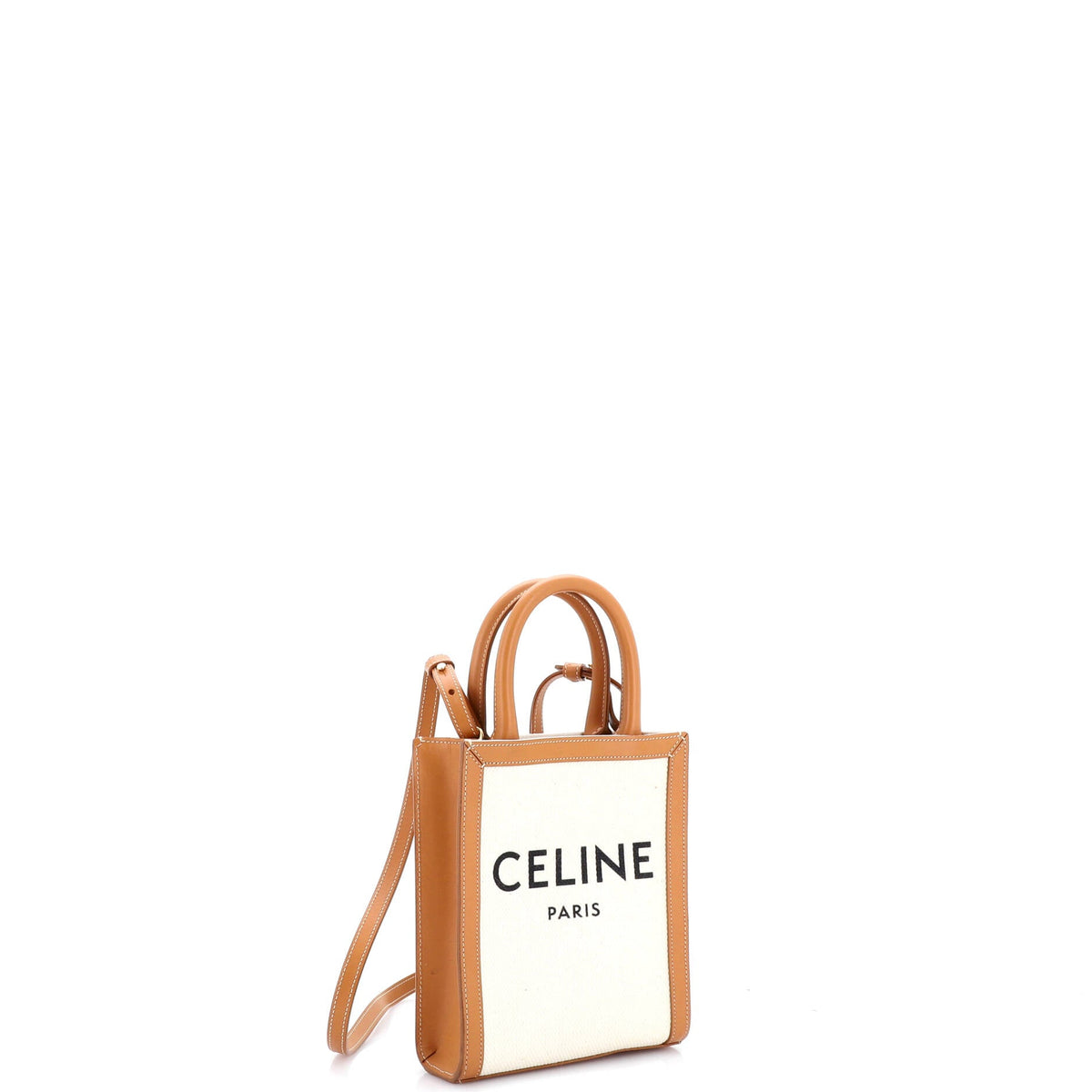 Vertical Cabas Tote Canvas with Leather Mini