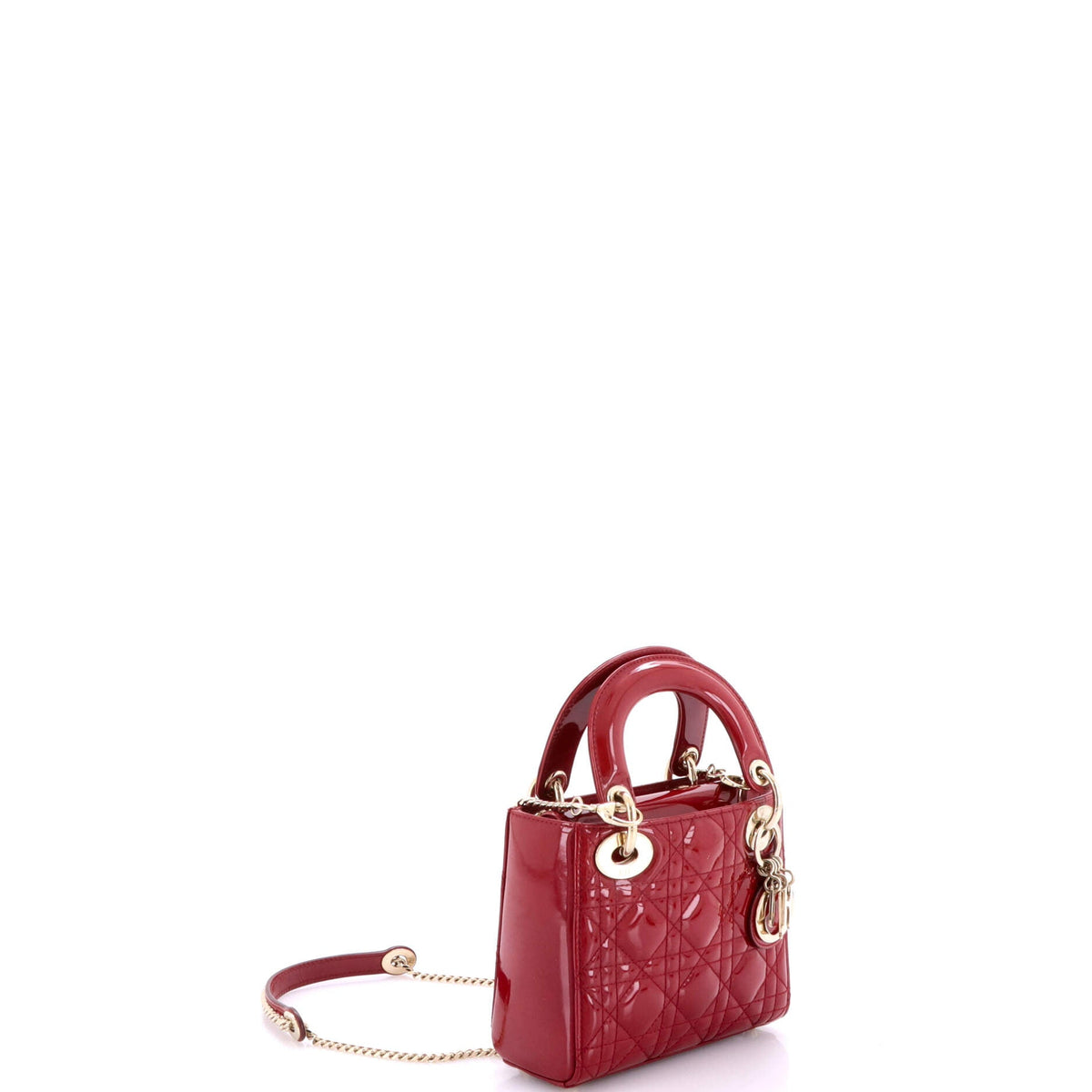 Lady Dior Chain Bag Cannage Quilt Patent Mini