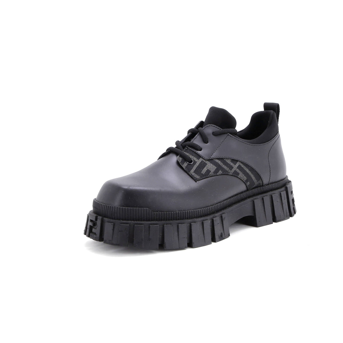 Fendi Force Oxfords Leather with Zucca Jacquard