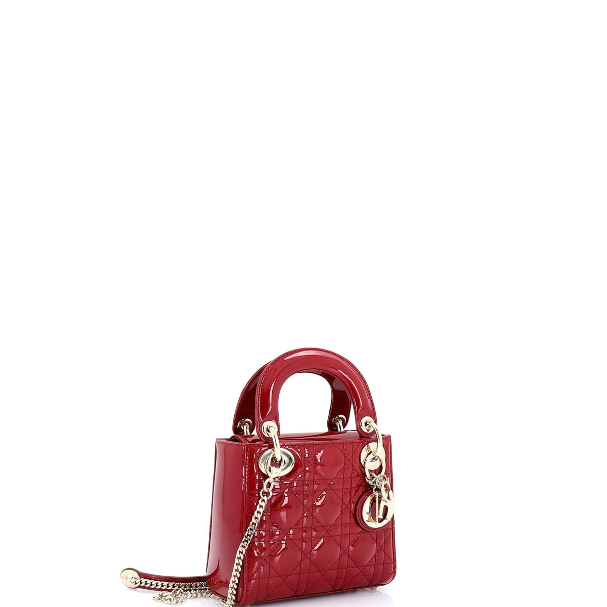 Lady Dior Chain Bag Cannage Quilt Patent Mini