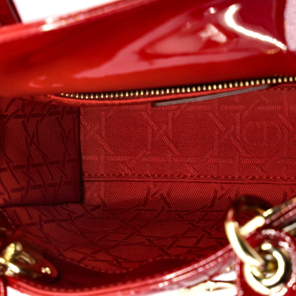 Lady Dior Chain Bag Cannage Quilt Patent Mini