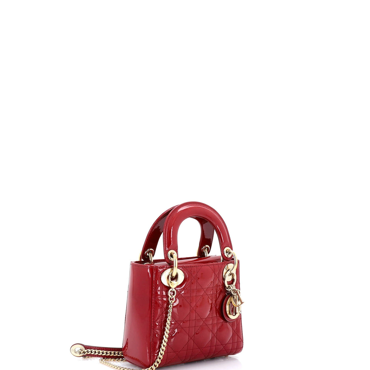 Lady Dior Chain Bag Cannage Quilt Patent Mini