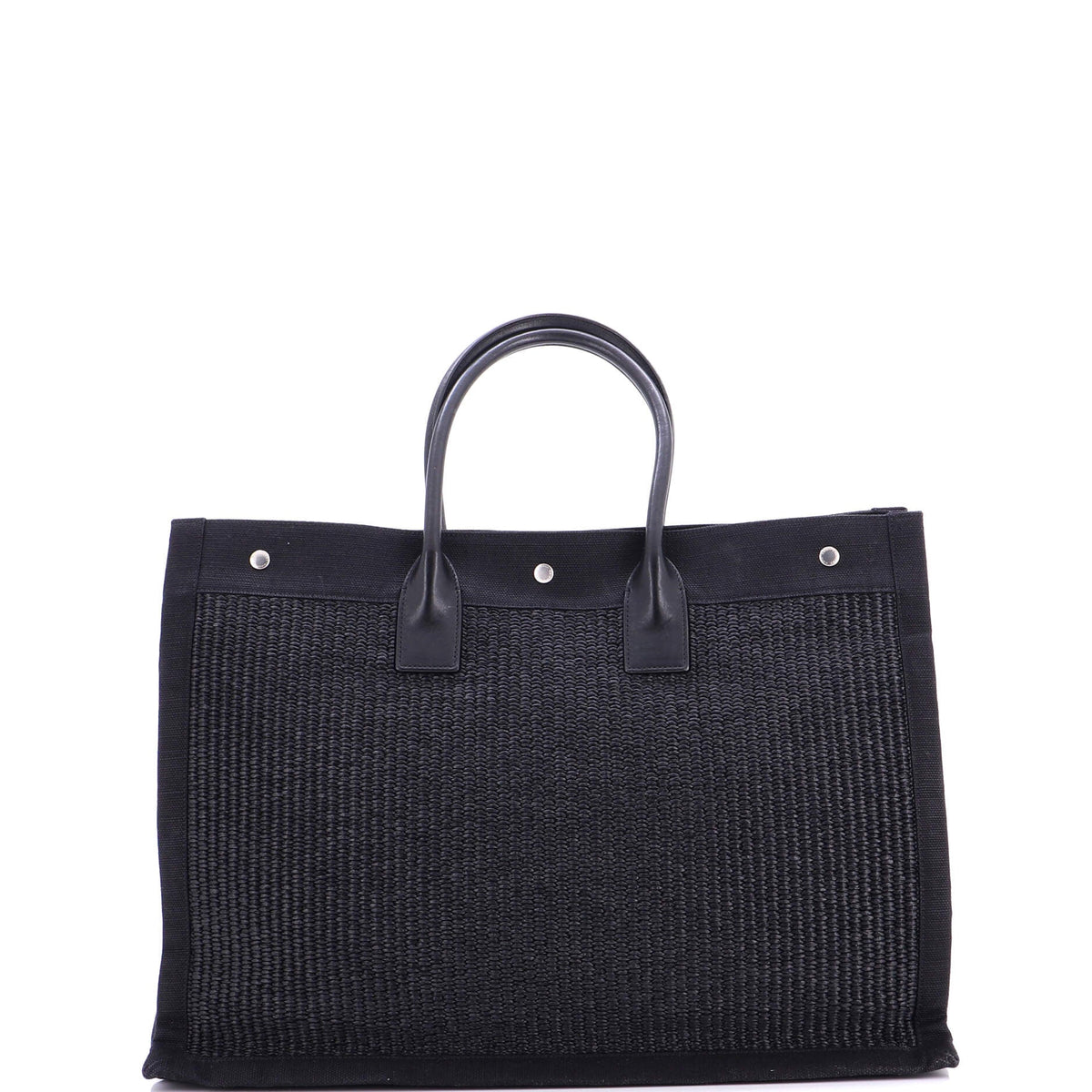 Rive Gauche Shopper Tote Raffia with Canvas Large