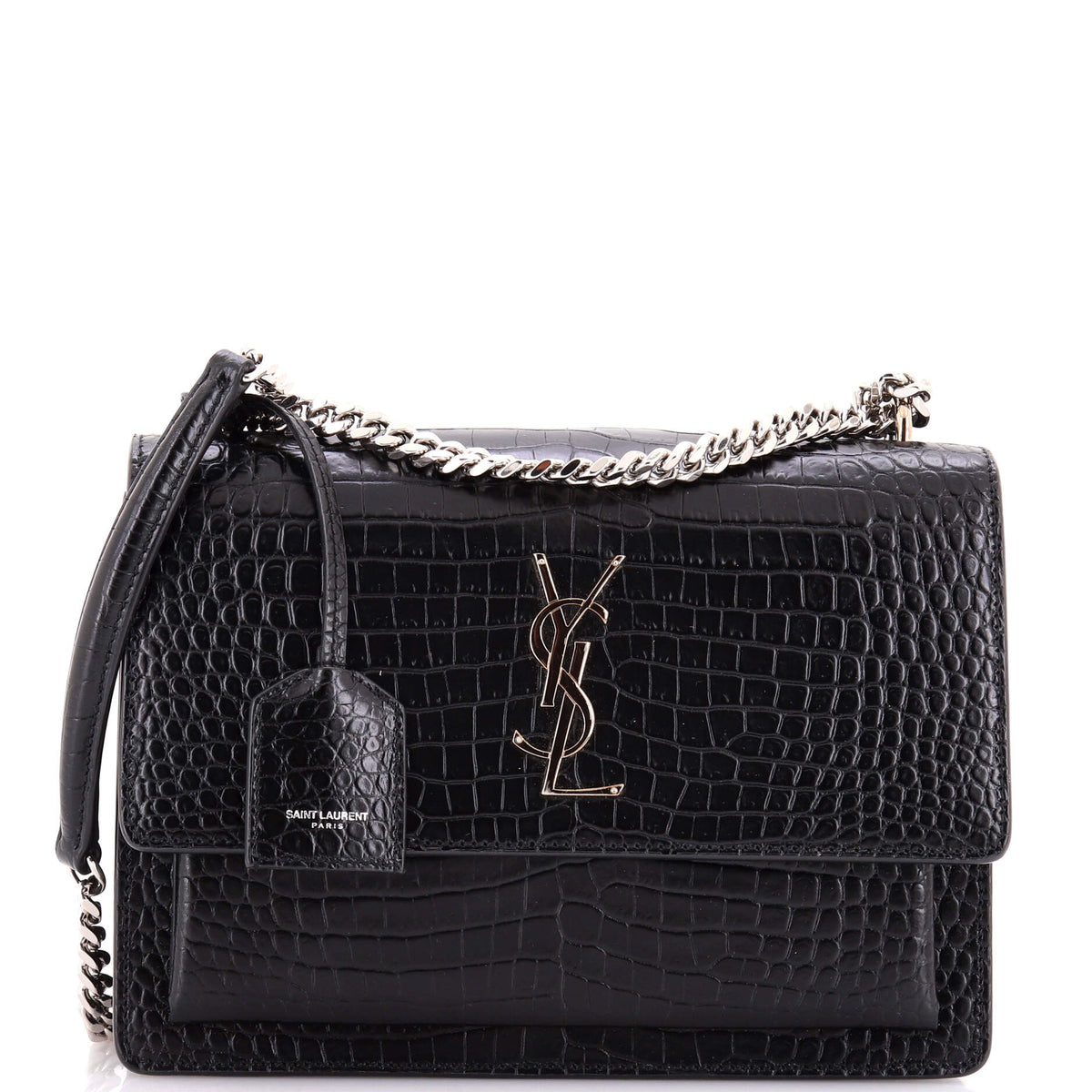 Sunset Crossbody Bag Crocodile Embossed Leather Medium