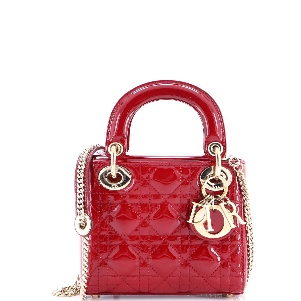 Lady Dior Chain Bag Cannage Quilt Patent Mini