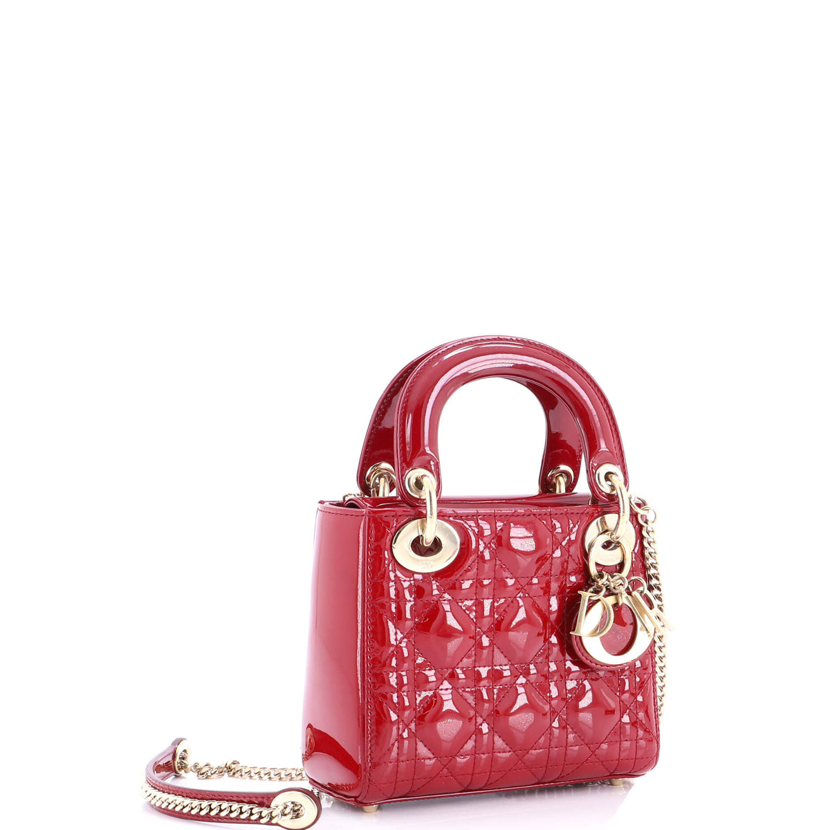 Lady Dior Chain Bag Cannage Quilt Patent Mini