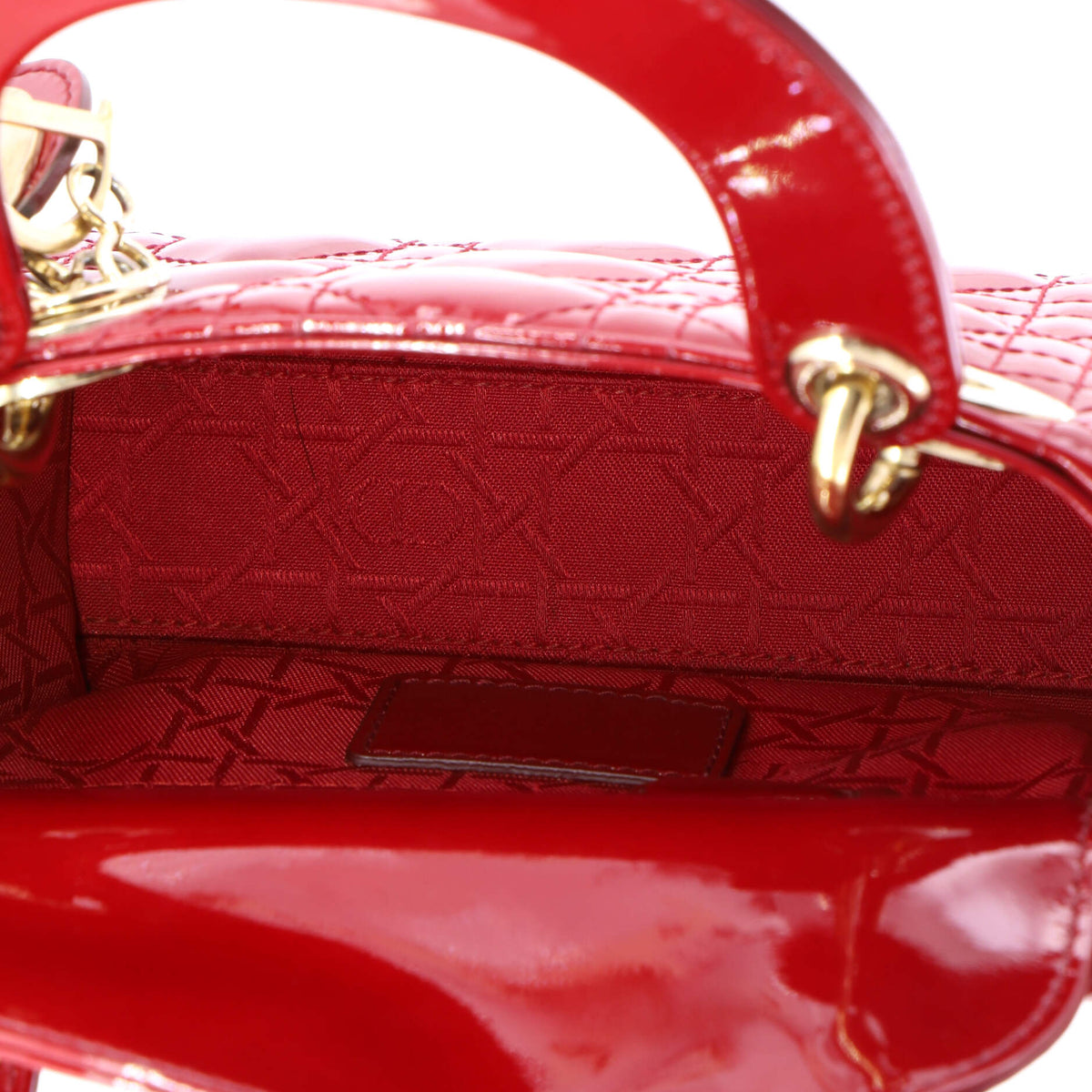 Lady Dior Chain Bag Cannage Quilt Patent Mini