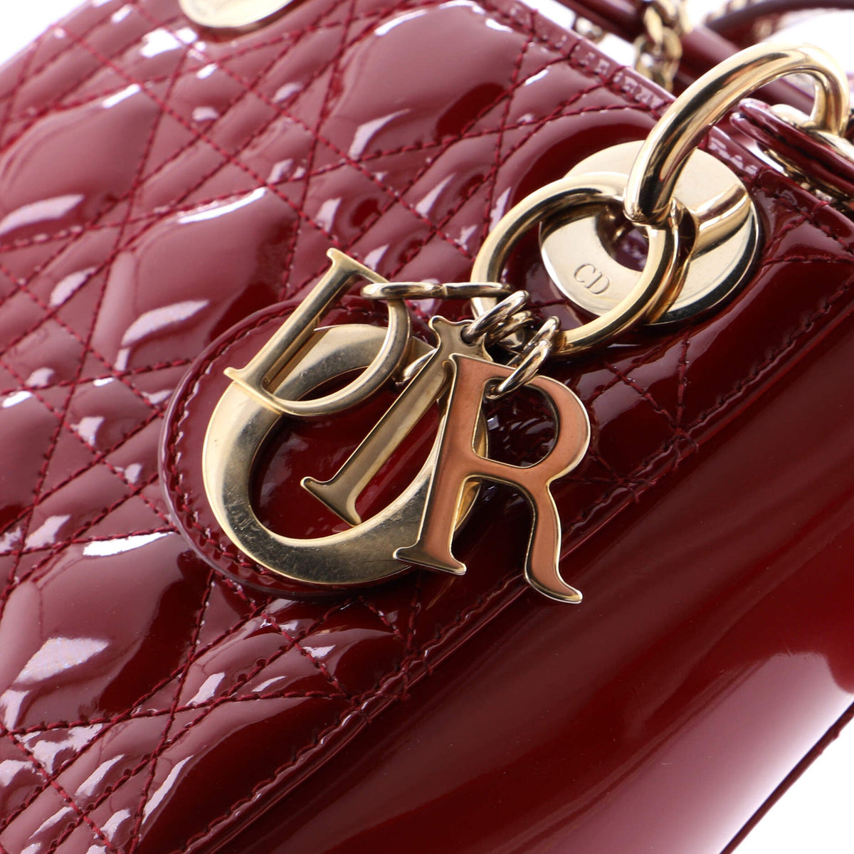Lady Dior Chain Bag Cannage Quilt Patent Mini