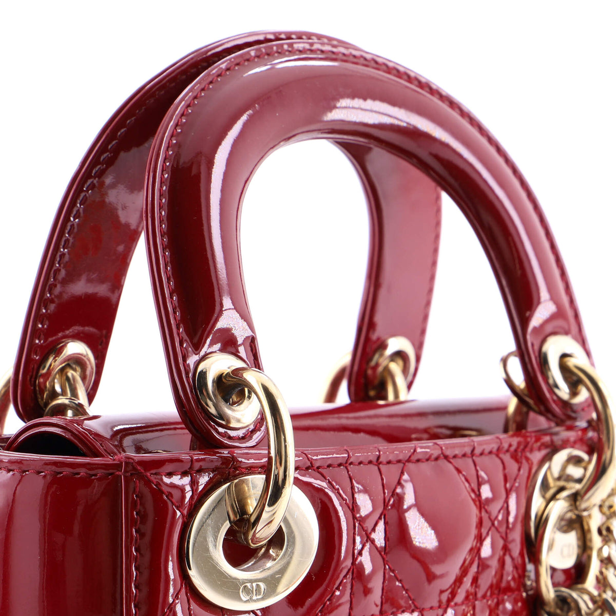 Lady Dior Chain Bag Cannage Quilt Patent Mini