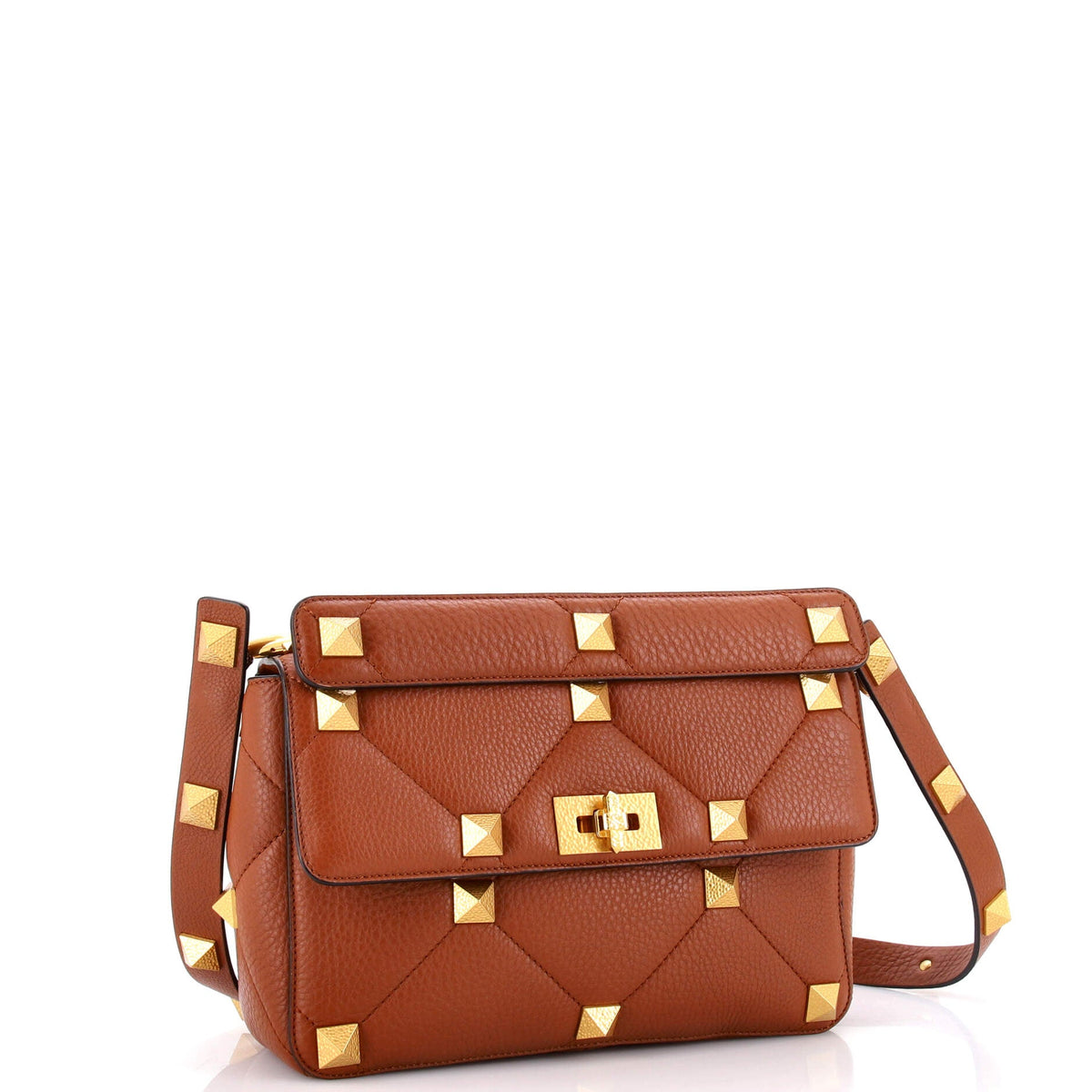 Roman Stud Flap Bag Quilted Leather Large