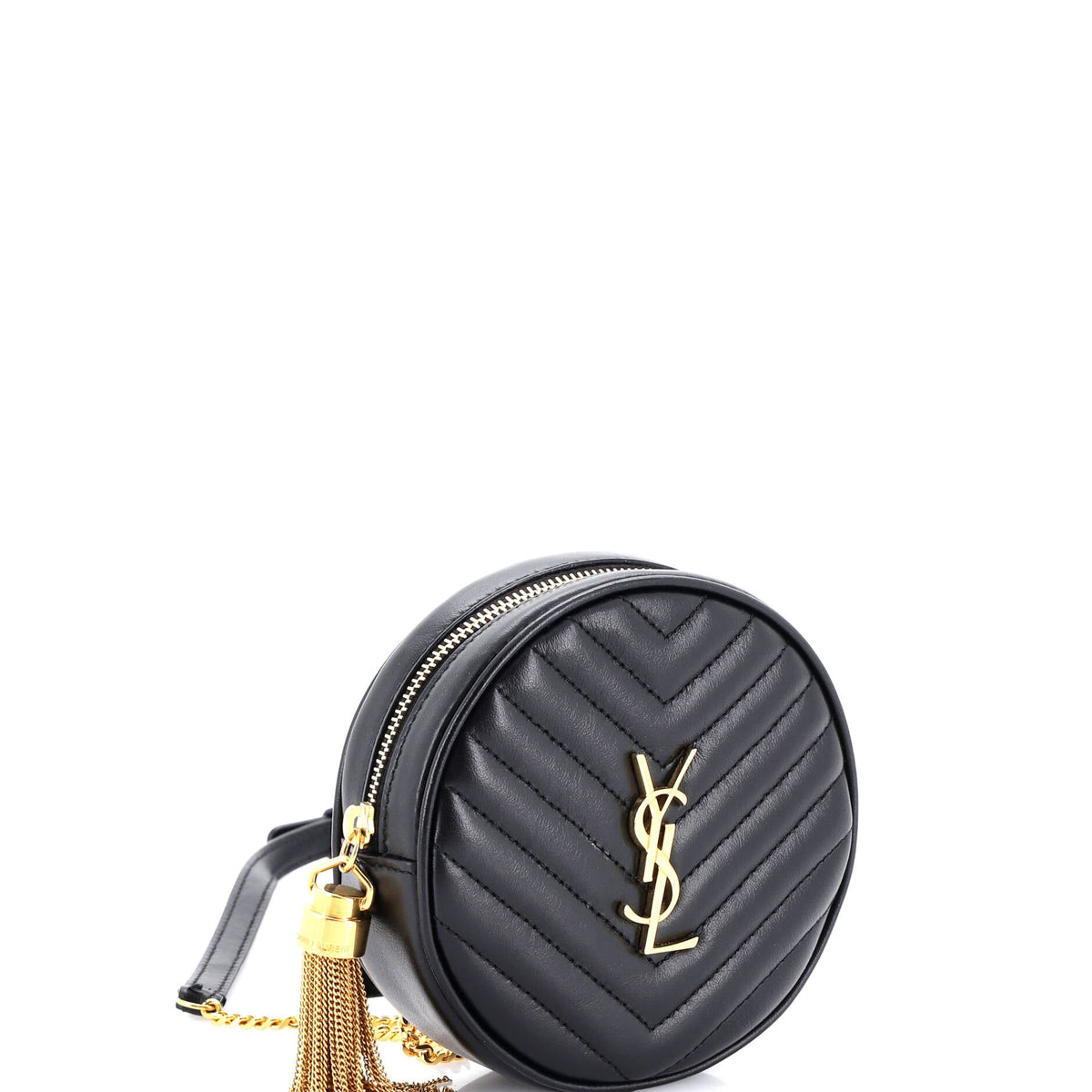 Vinyle Round Belt Bag Matelasse Chevron Leather Baby