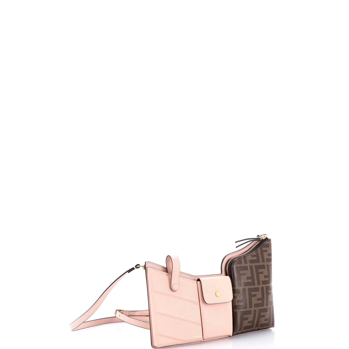 Bustine 3 Pockets Crossbody Bag Leather and Zucca Coated Canvas Mini