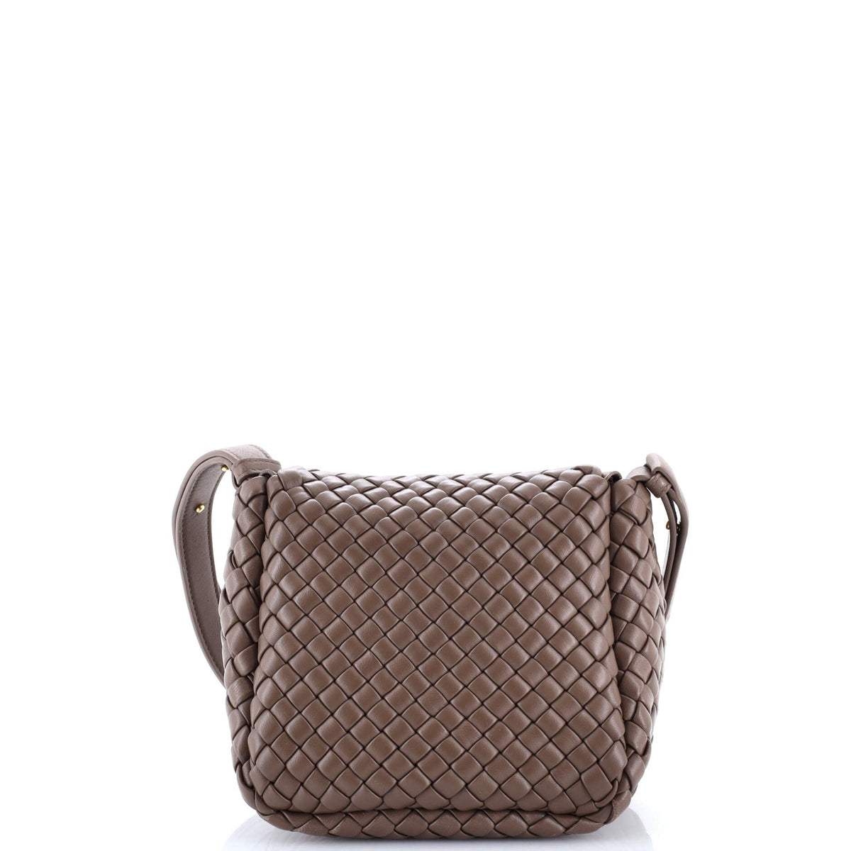 Cobble Flap Shoulder Bag Padded Intrecciato Leather Mini