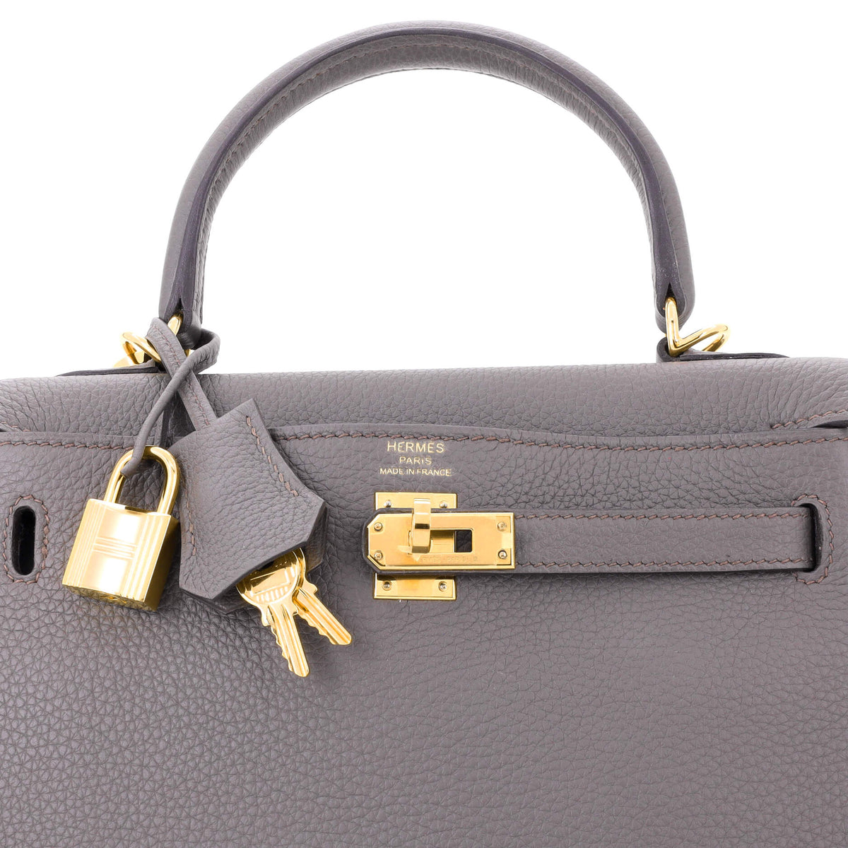 Kelly Handbag Grey Togo with Gold Hardware 25
