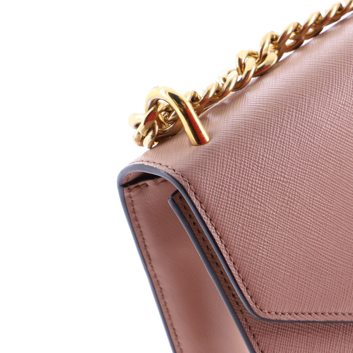 Envelope Flap Chain Shoulder bag Saffiano Leather Small