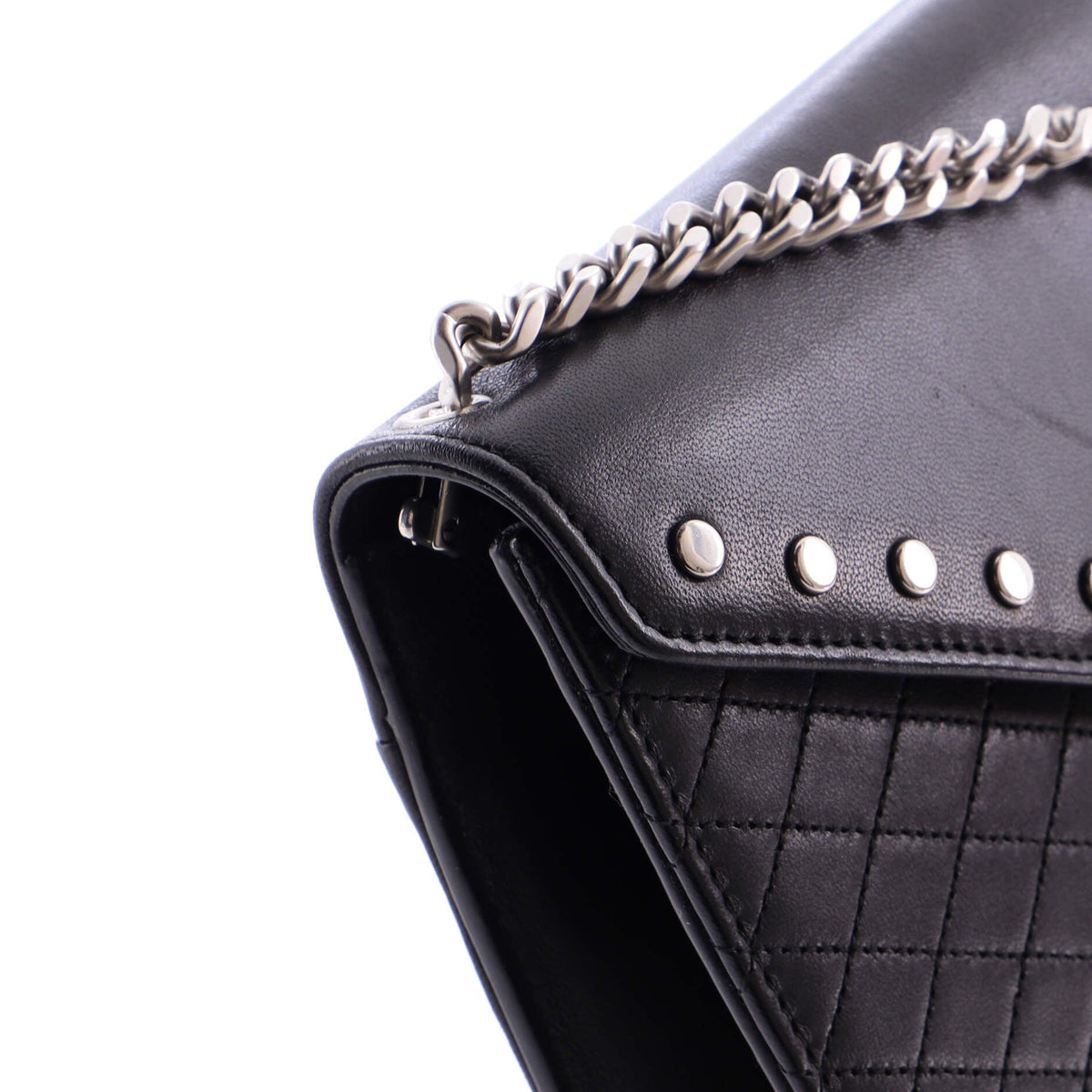 Gaby Chain Shoulder Bag Studded Quilted Leather
