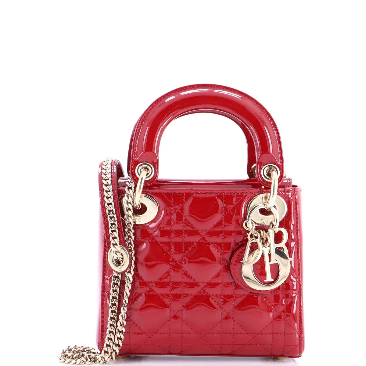 Lady Dior Chain Bag Cannage Quilt Patent Mini