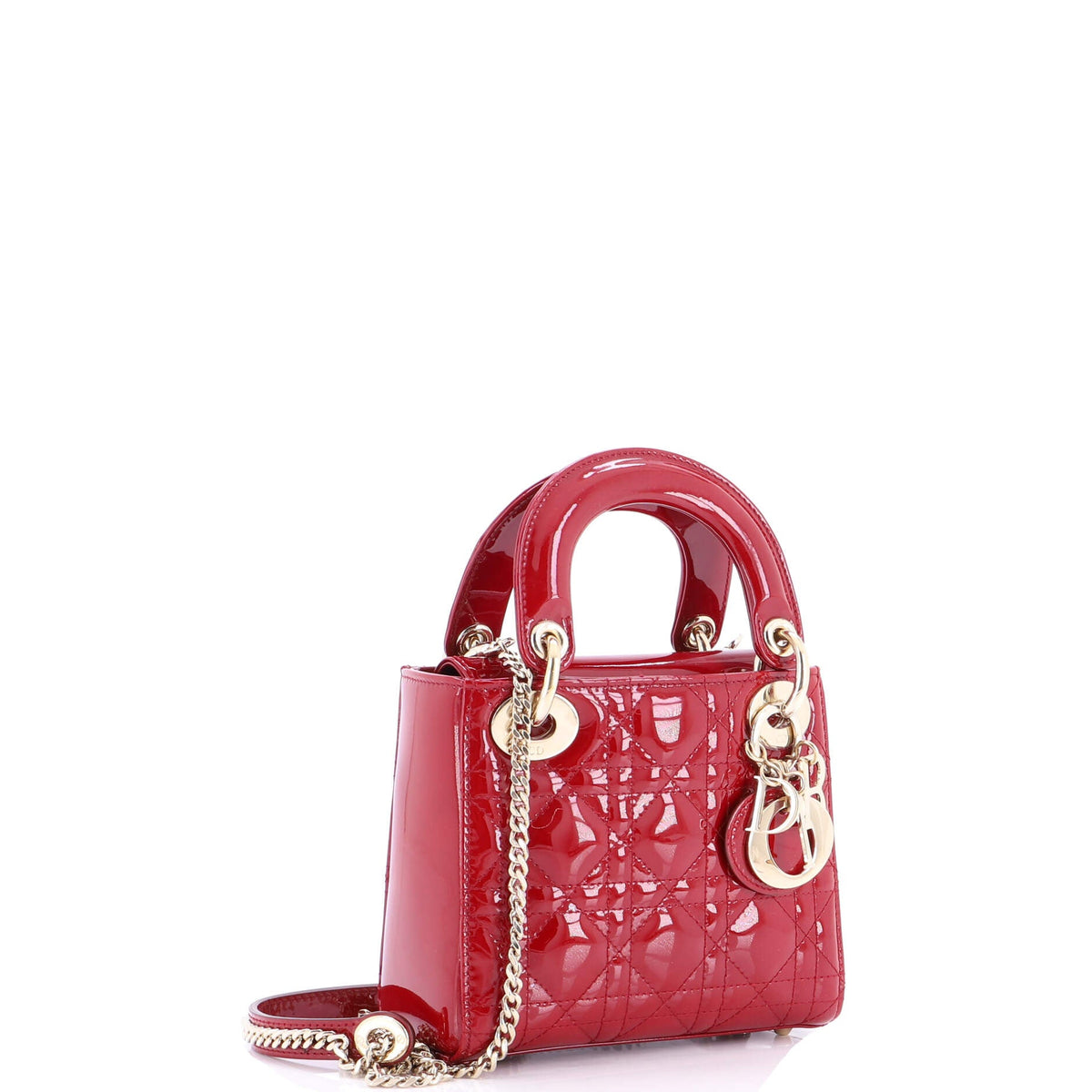 Lady Dior Chain Bag Cannage Quilt Patent Mini