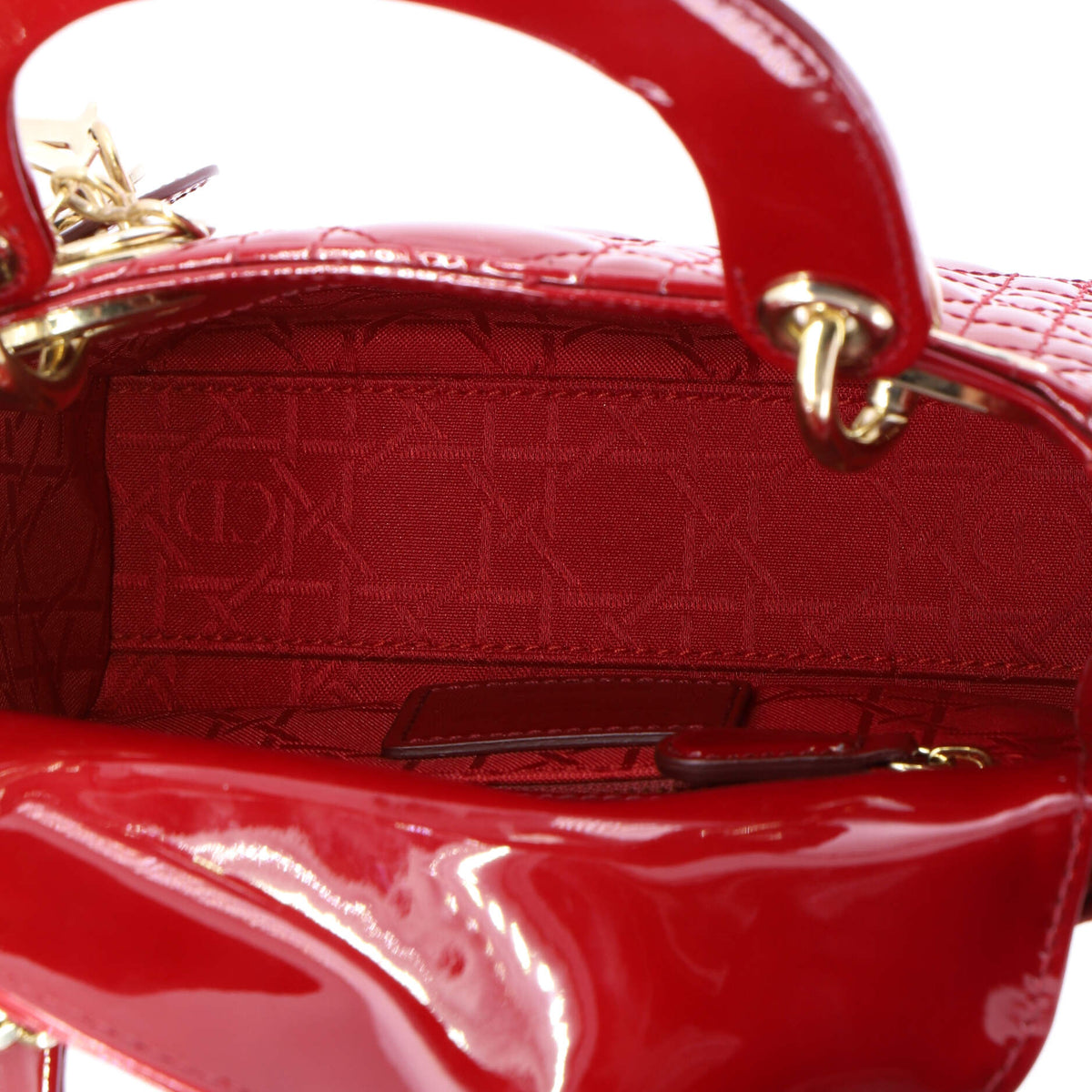 Lady Dior Chain Bag Cannage Quilt Patent Mini