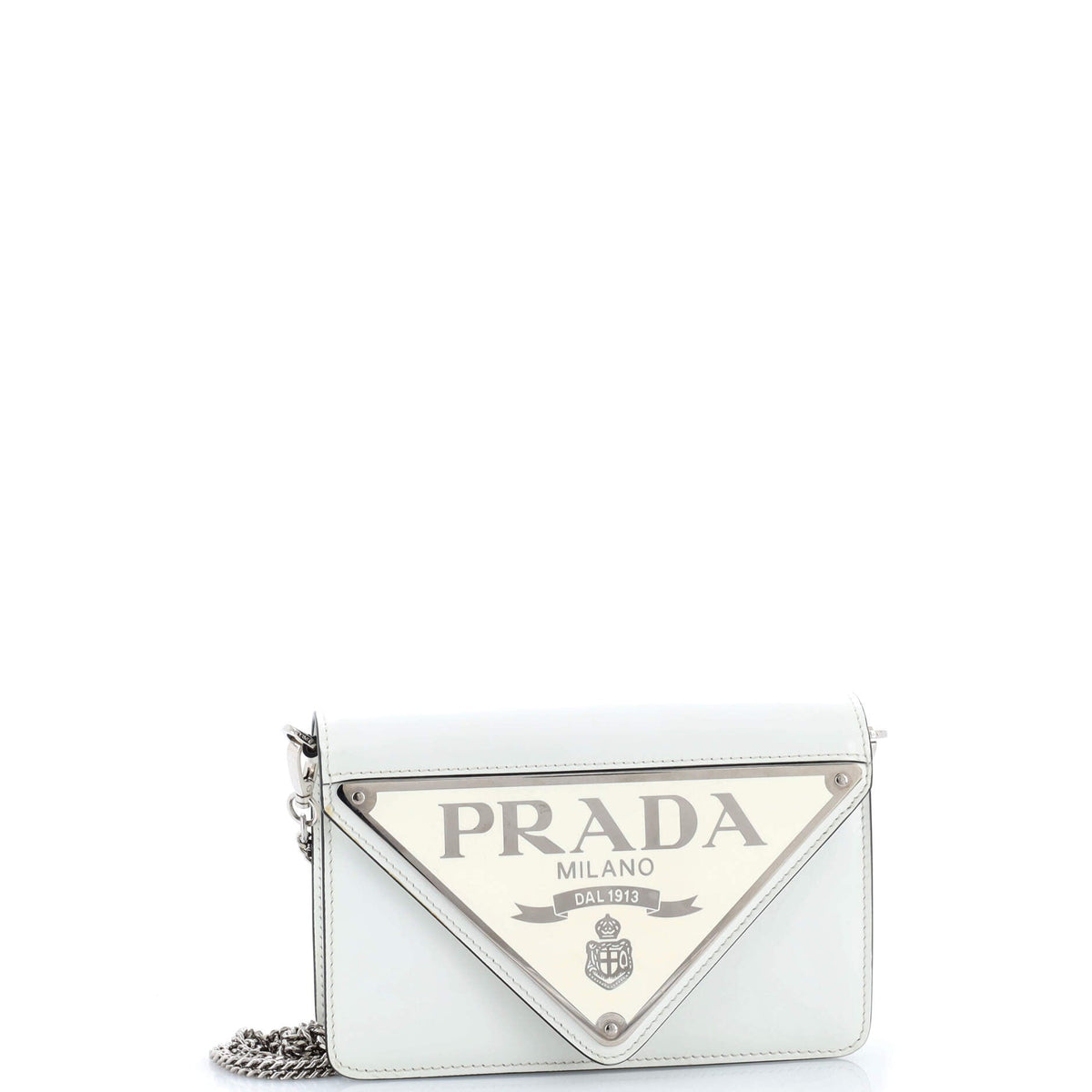 Maxi Triangle Logo Chain Flap Bag Brushed Leather Small