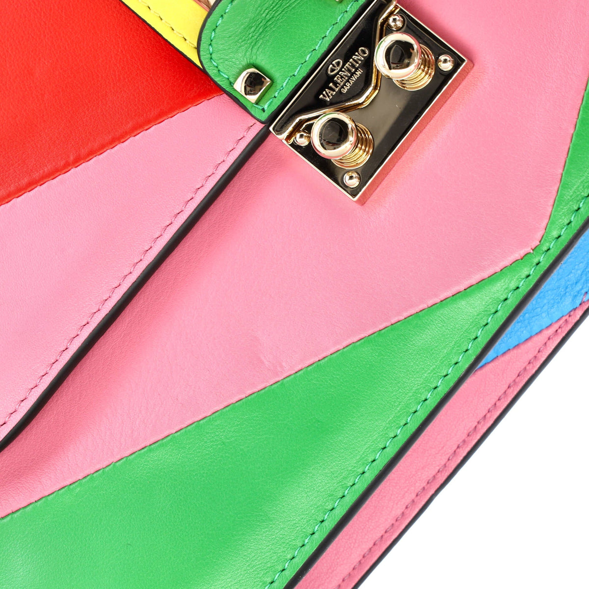 1973 Glam Lock Shoulder Bag Striped Leather Medium