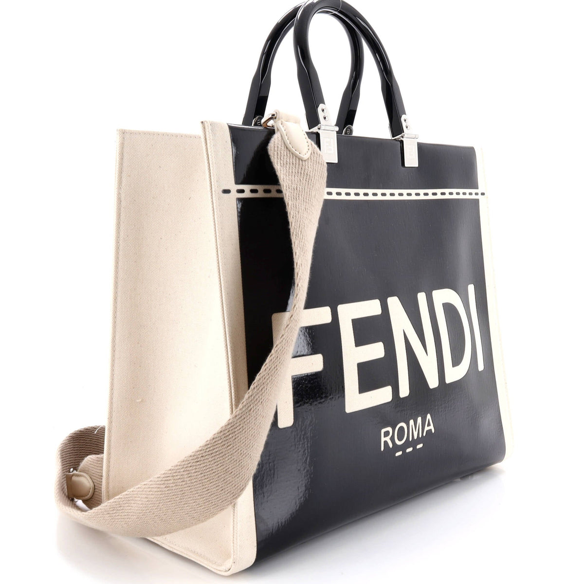 Sunshine Shopper Tote Patent with Canvas Medium