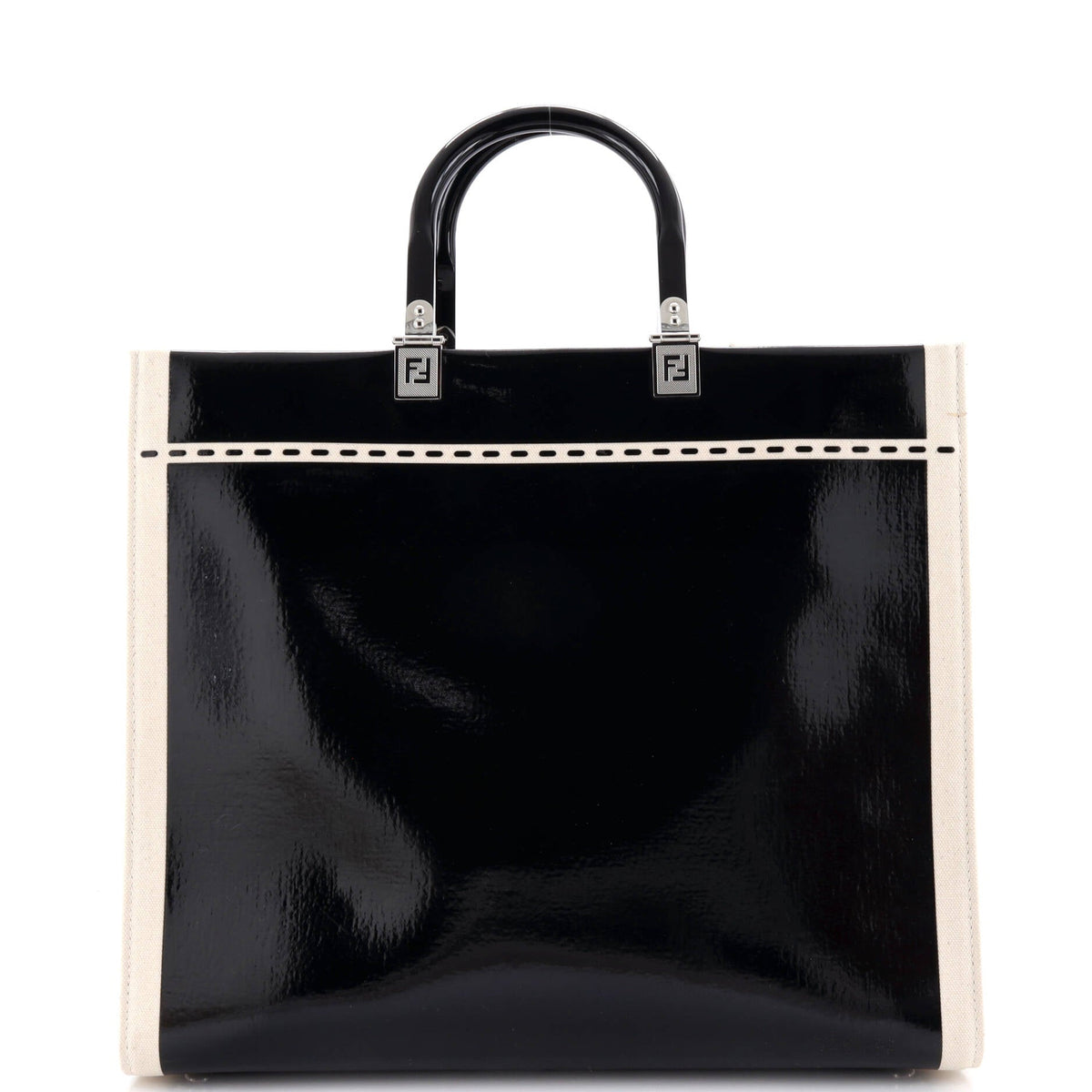 Sunshine Shopper Tote Patent with Canvas Medium