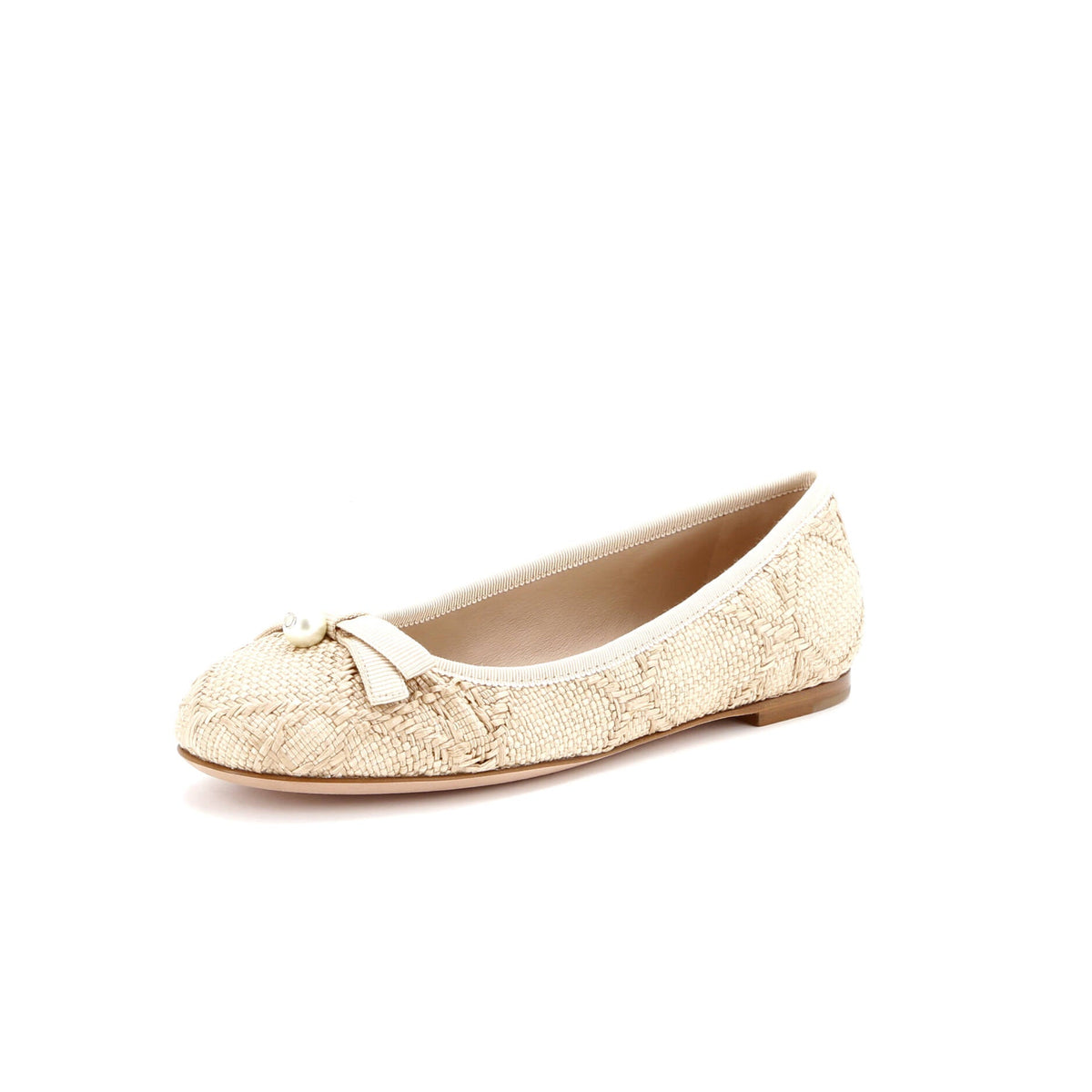 Women's Dior Ballet Flats Cannage Quilt Raffia