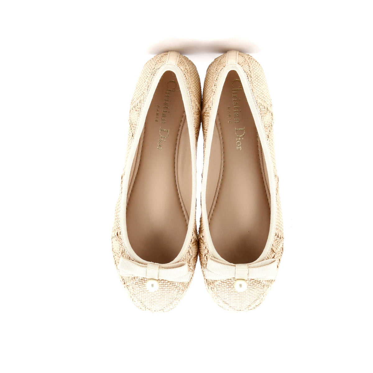 Women's Dior Ballet Flats Cannage Quilt Raffia