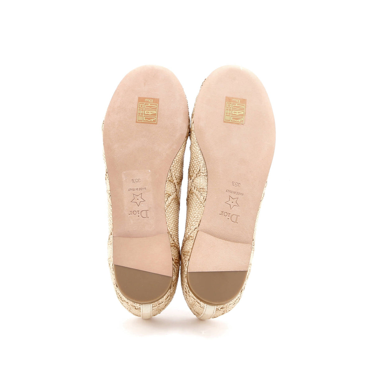 Women's Dior Ballet Flats Cannage Quilt Raffia
