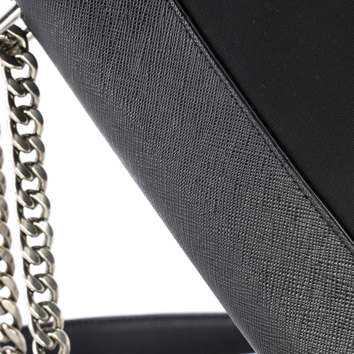 Chain Flap Crossbody Bag Tessuto and Saffiano Leather Medium