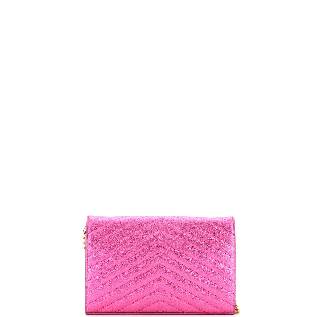 Classic Monogram Wallet on Chain Matelasse Chevron Metallic Leather Medium