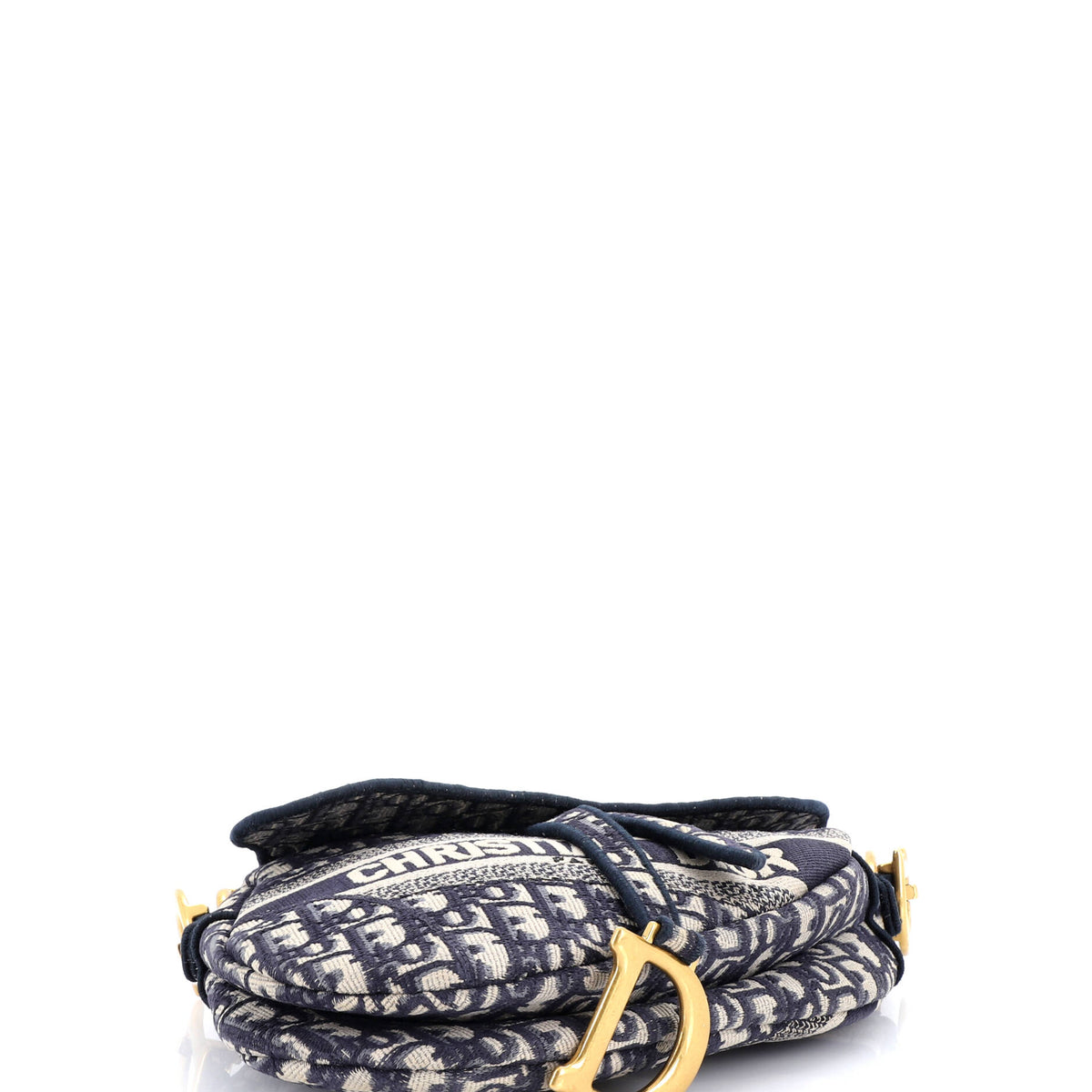 Saddle Handbag Logo Embroidered Oblique Canvas Medium