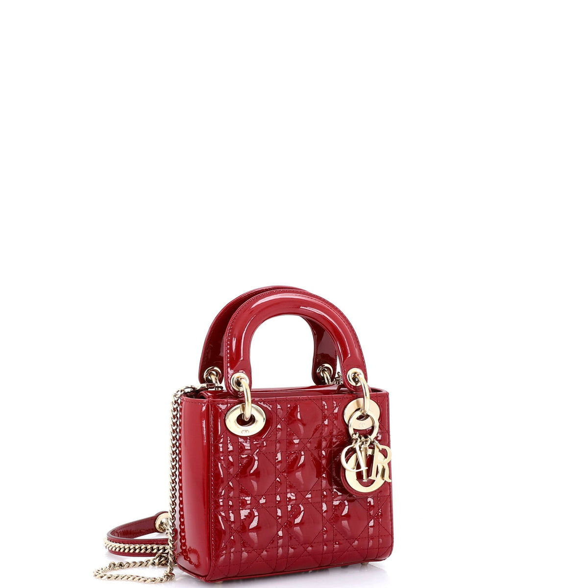 Lady Dior Chain Bag Cannage Quilt Patent Mini