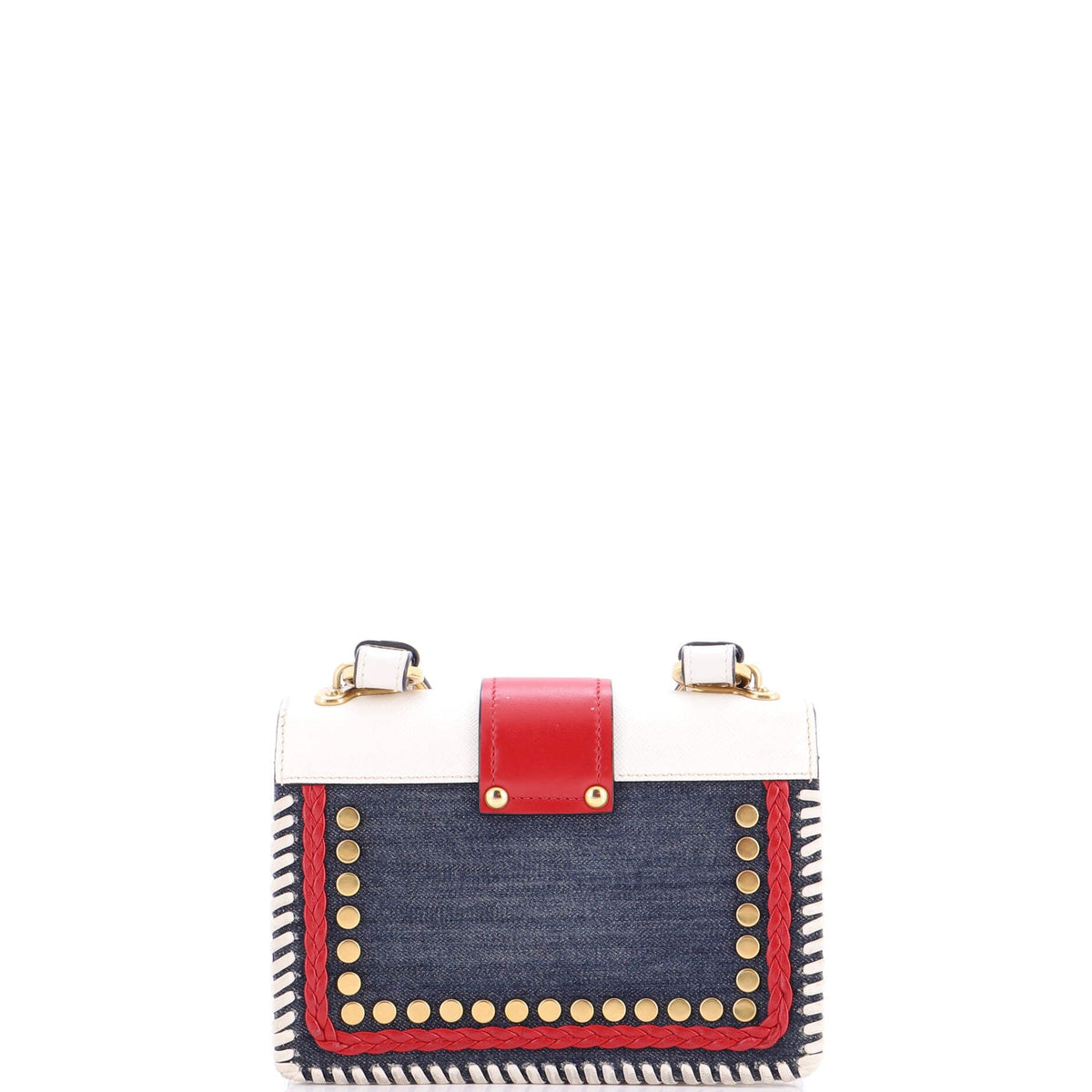 Cahier Crossbody Bag Embellished Denim and Leather Small