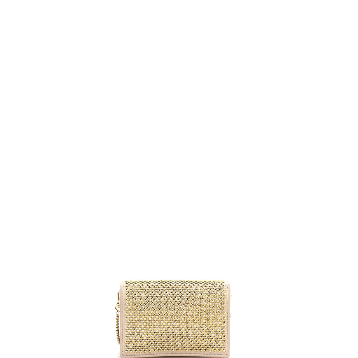 Flap Card Holder with Chain Satin with Crystals