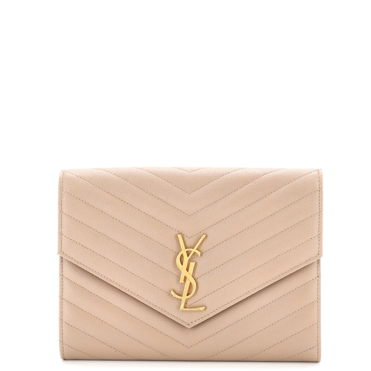 Classic Monogram Envelope Wristlet Clutch Matelasse Chevron Leather