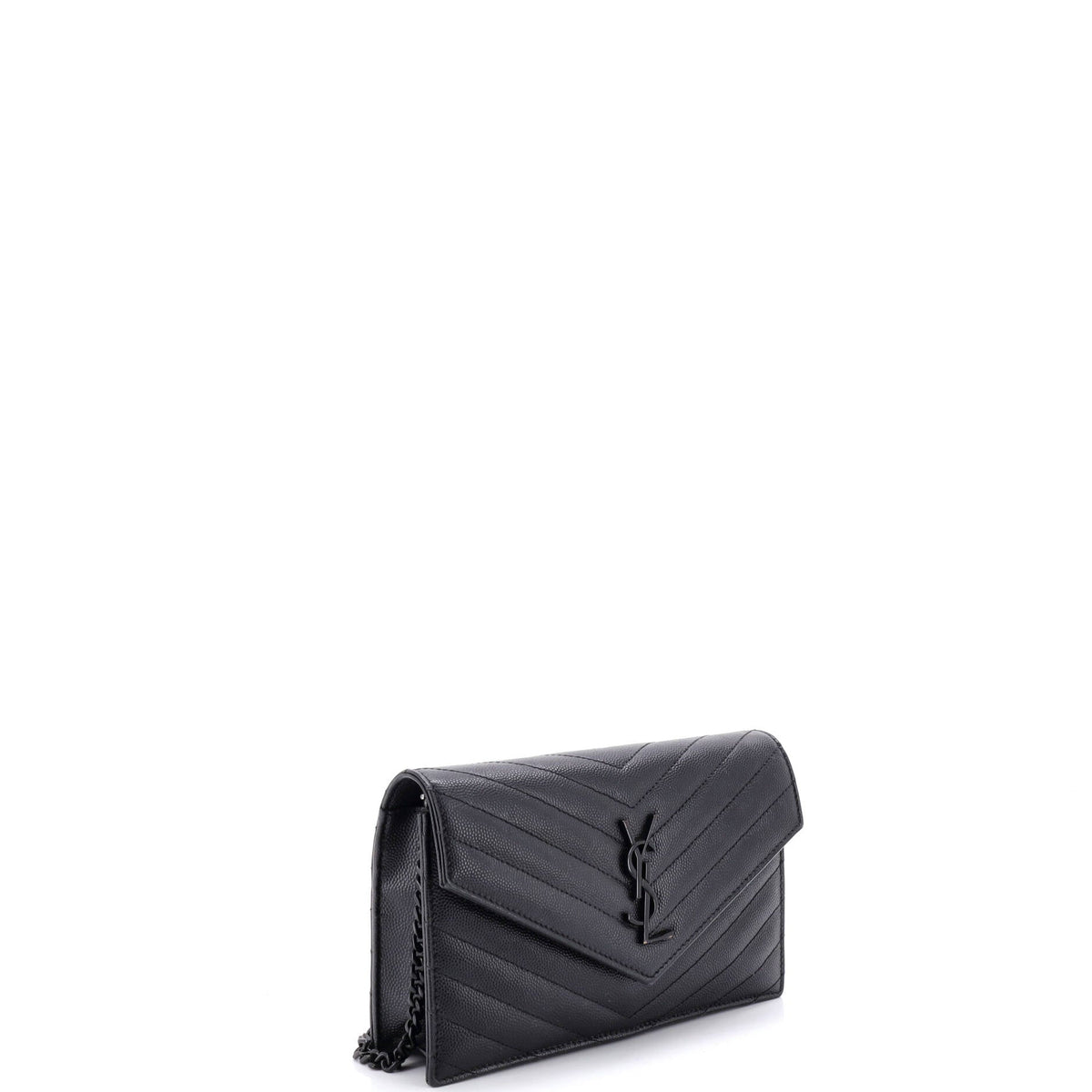 Classic Monogram Wallet on Chain Matelasse Chevron Leather Small