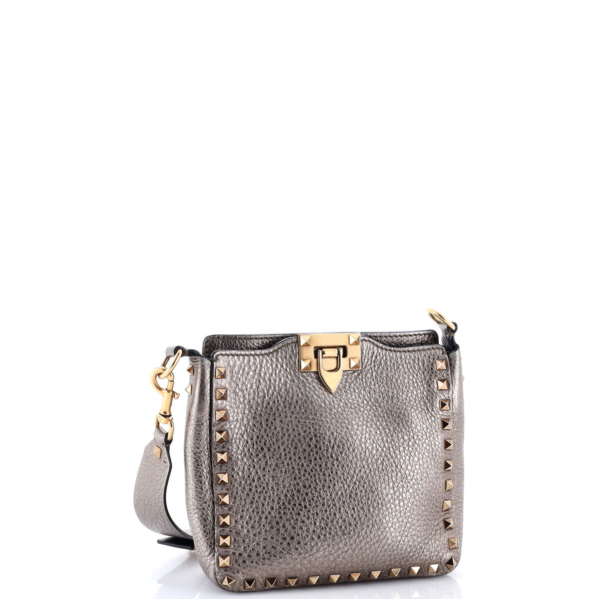 Rockstud Flip Lock Messenger Bag Leather Mini