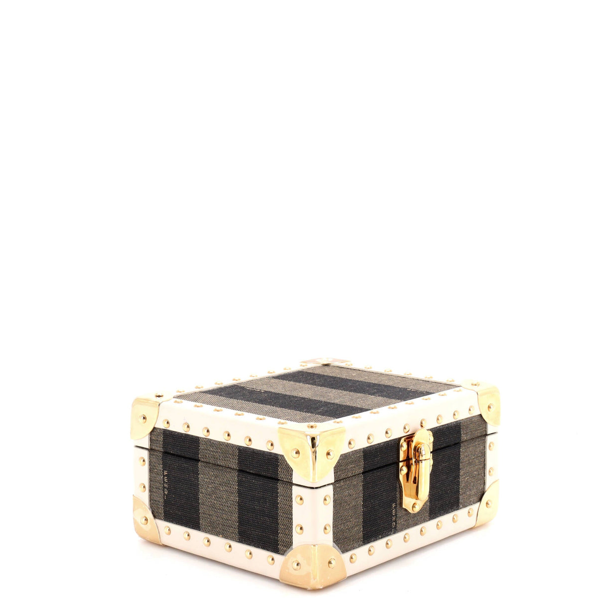 Jewelry Trunk Case Pequin Canvas with Leather