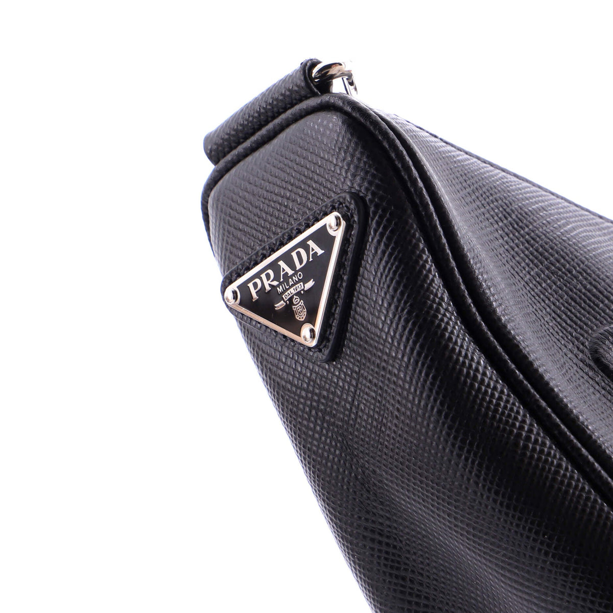 Triangle Logo Zip Crossbody Bag Soft Leather Small