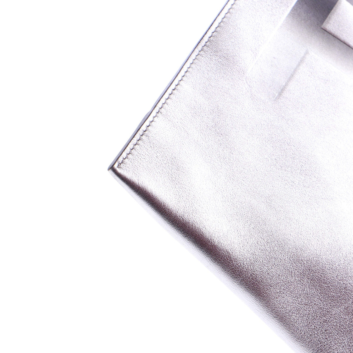 Logo Flat Wristlet Pouch Embossed Leather Large