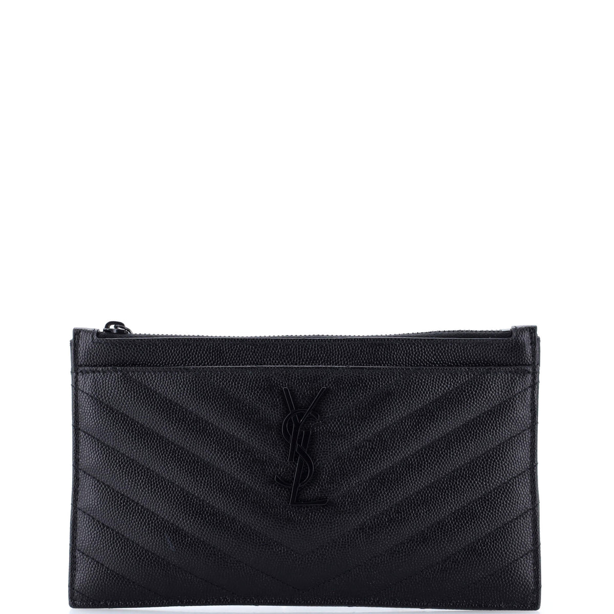 Classic Monogram Zip Bill Pouch Matelasse Chevron Leather Medium