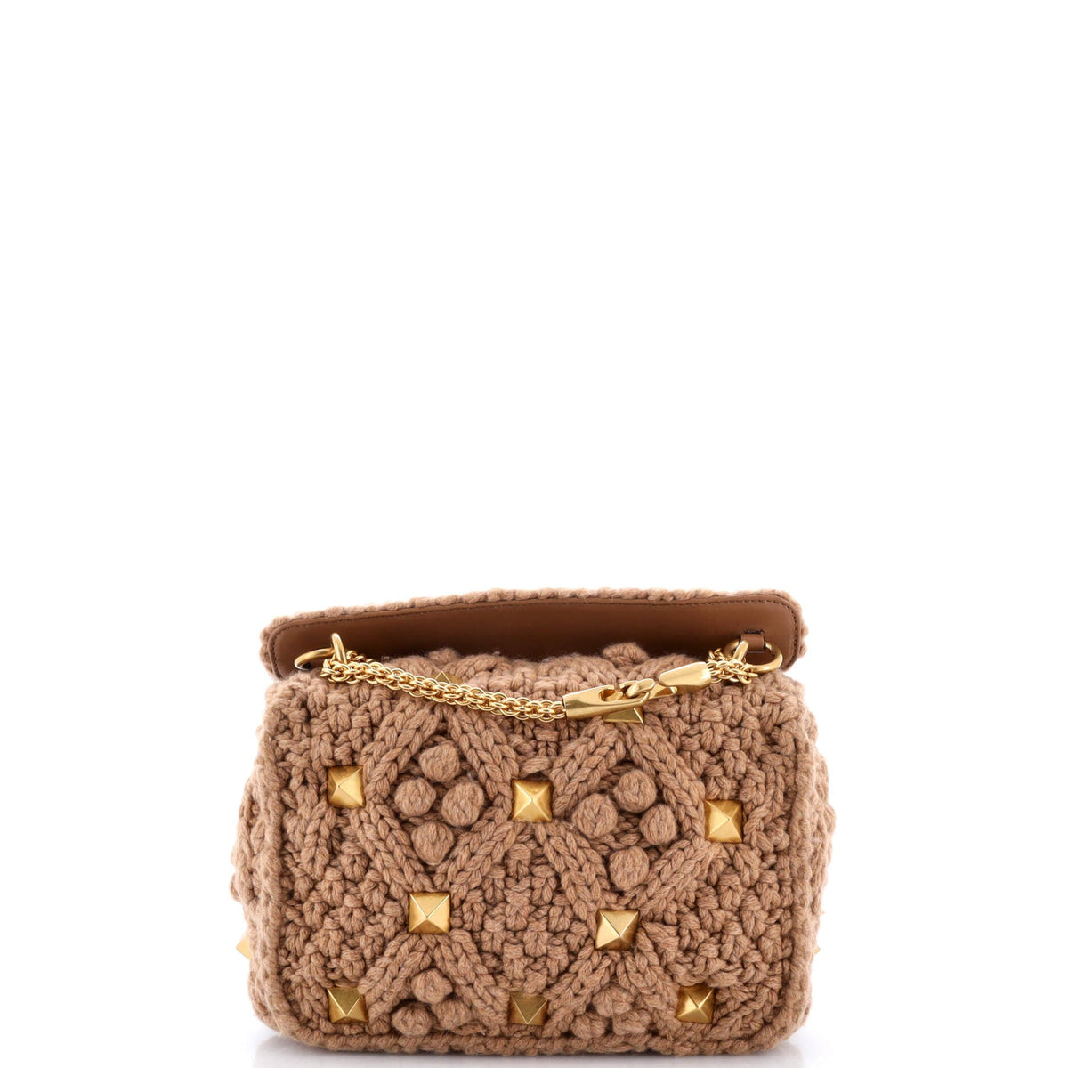 Roman Stud Flap Bag Quilted Knit Medium