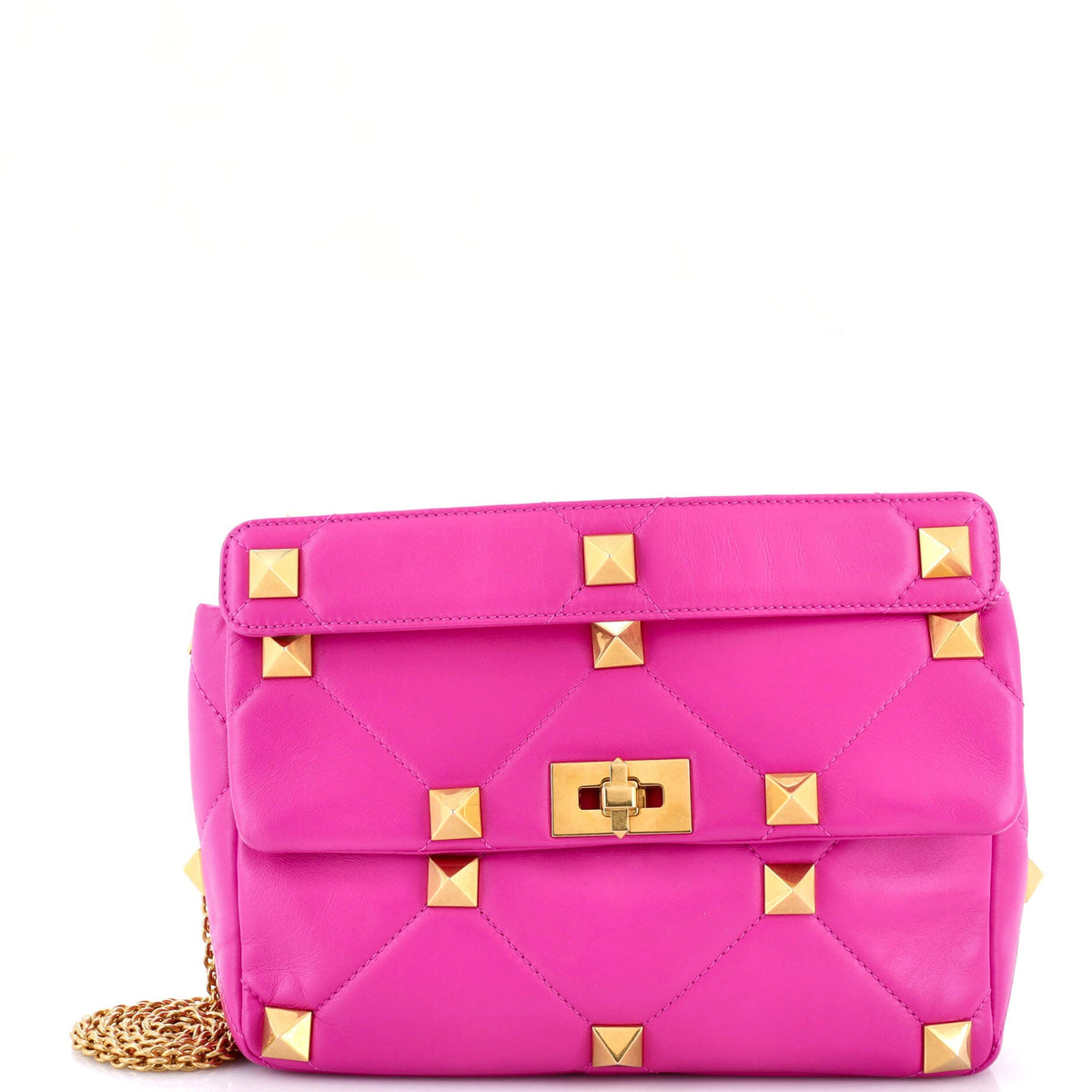Roman Stud Flap Bag Quilted Leather Large