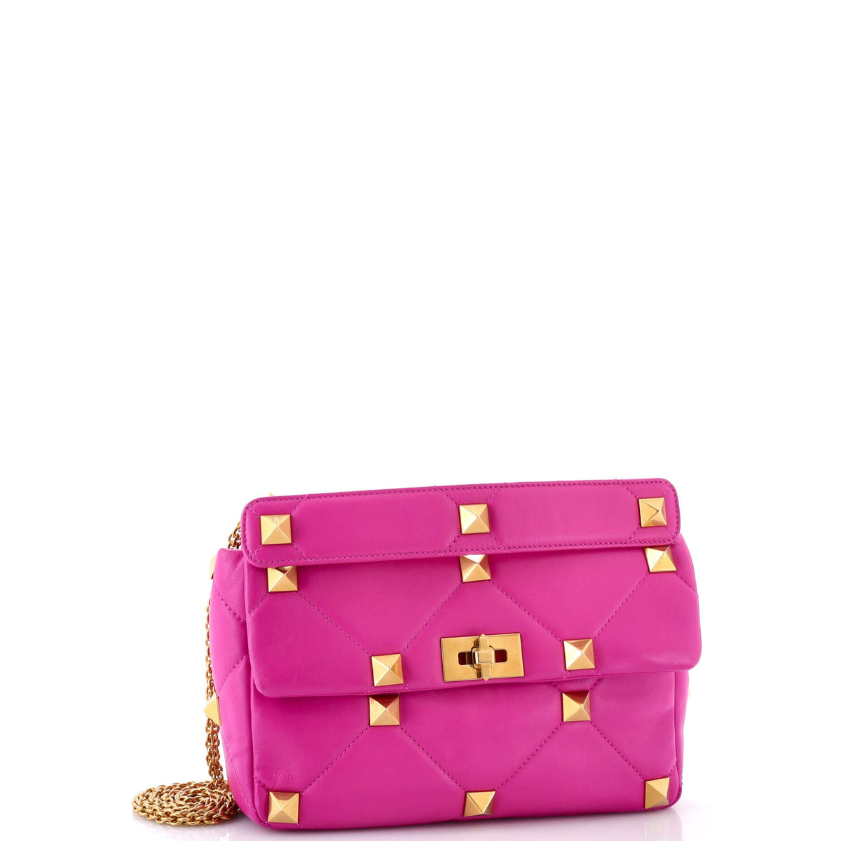 Roman Stud Flap Bag Quilted Leather Large