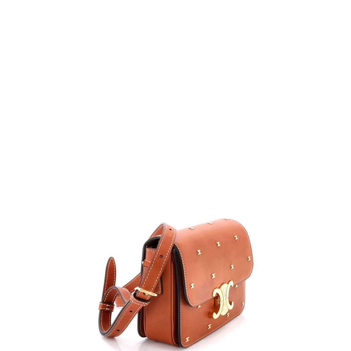 Triomphe Shoulder Bag Studded Smooth Calfskin Teen