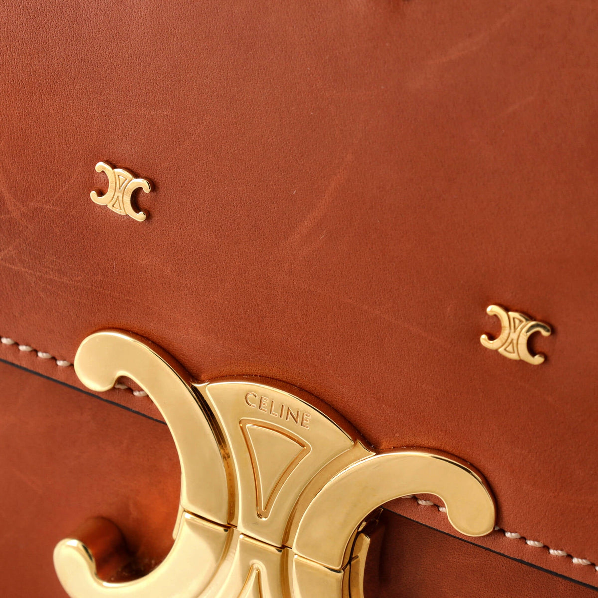 Triomphe Shoulder Bag Studded Smooth Calfskin Teen