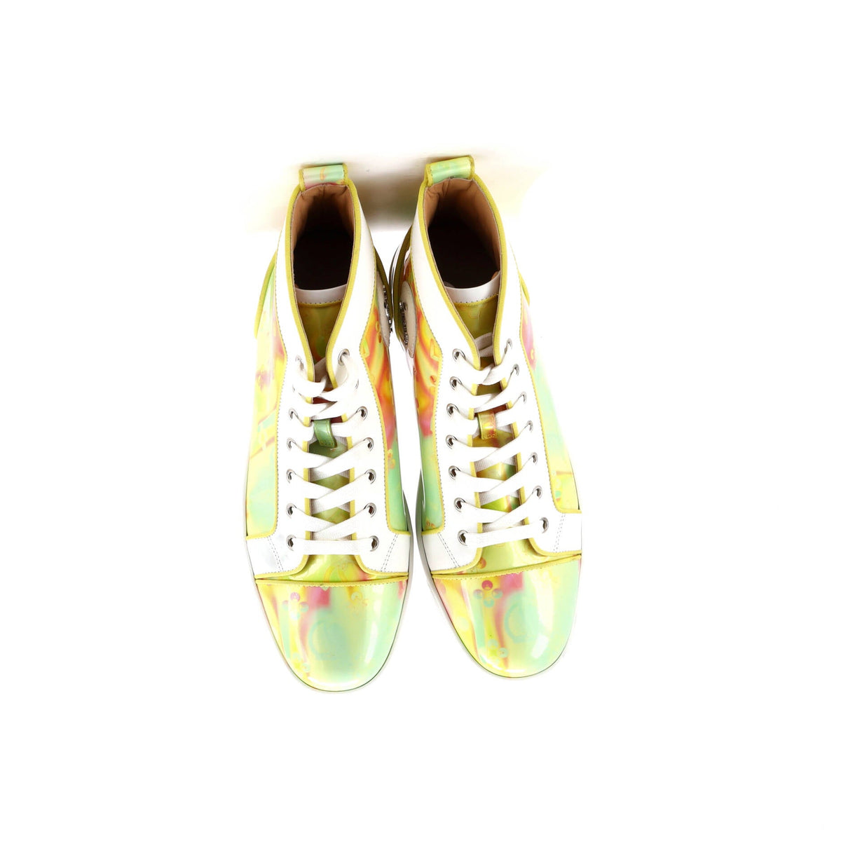 Men's Louis Flat High-Top Sneakers Printed Fabric with Patent