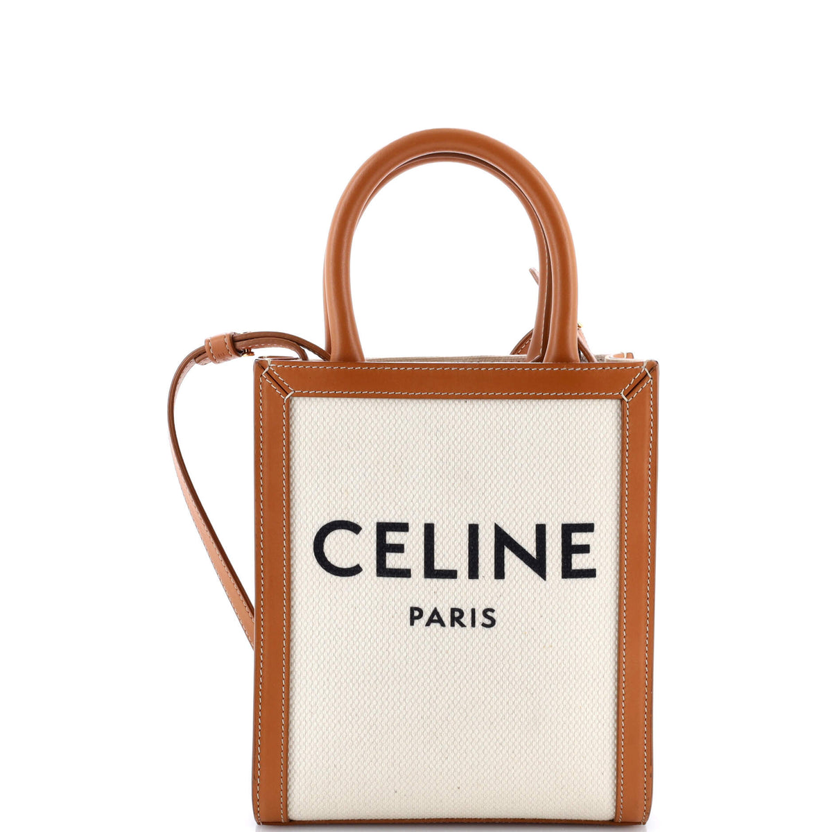 Vertical Cabas Tote Canvas with Leather Mini